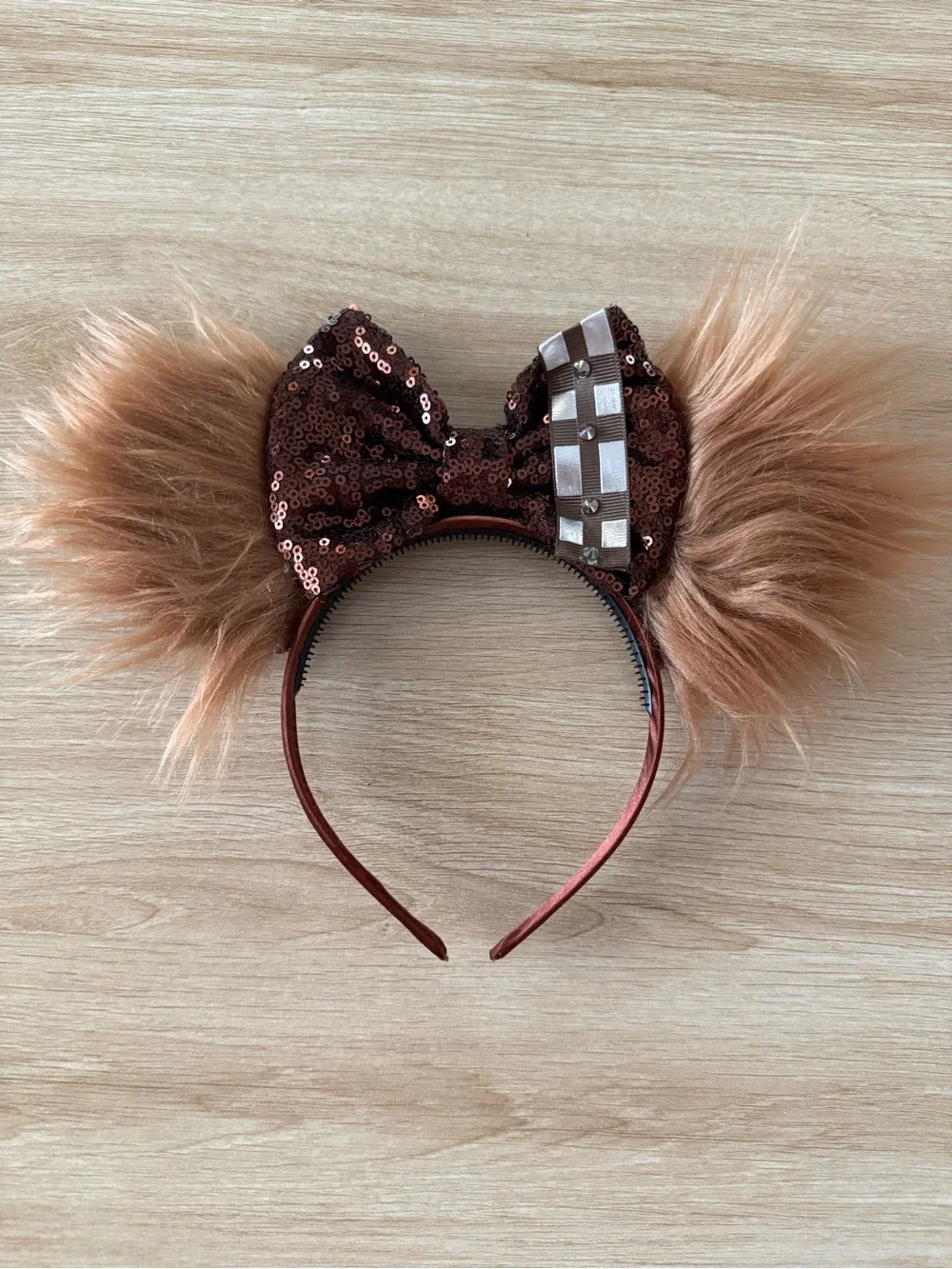 Chewbacca Brown Sequin Furry Ears Headband Costume Accessory